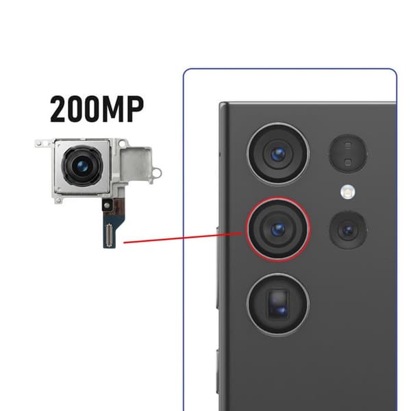 Bagkamera til Galaxy S23 Ultra, 200MP vidvinkel sensor, grå Grå