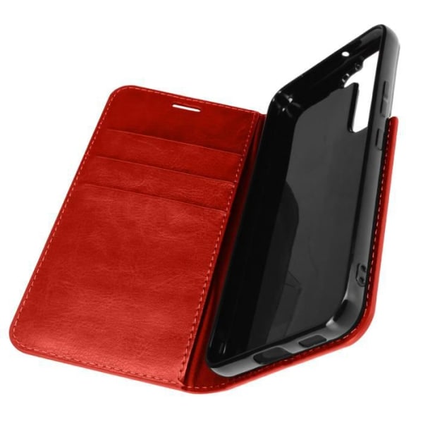 Galaxy S22 Plus Folio Case Ægte læder kortholder Video Support - Rød