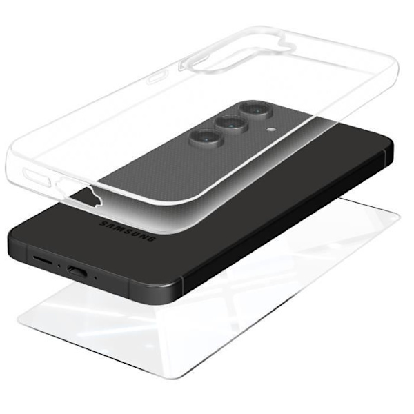 Beskyttelsespakke til Galaxy S24 FE blødt etui og hærdet glas Mayaxess Transparent Transparent