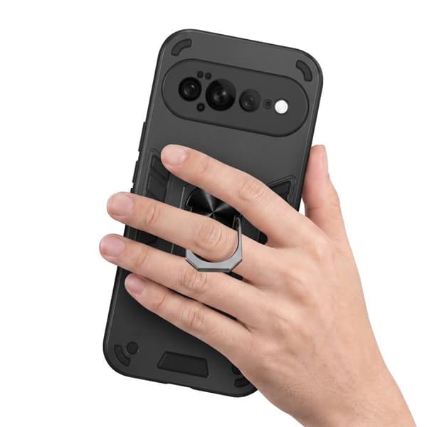 Stødabsorberende cover til Google Pixel 11 Pro XL med ring og kameradæksel i sort Svart