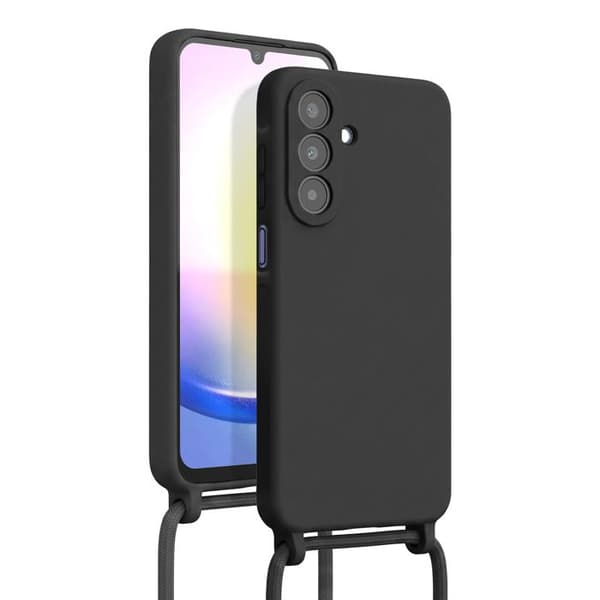 Silicone Cover til Samsung Galaxy A25 5G med Sort Halsrem Svart