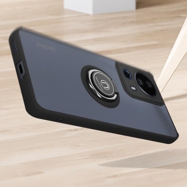 Xiaomi 13 Lite Beskyttelsesetui - AVIZAR - Bi-materiale - Metalring - Videostøtte - Sort Svart