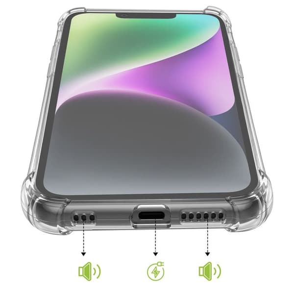 Silicone Cover til iPhone 14 Stødabsorberende med Forstærkede Hjørner Mayaxess Transparent Vit
