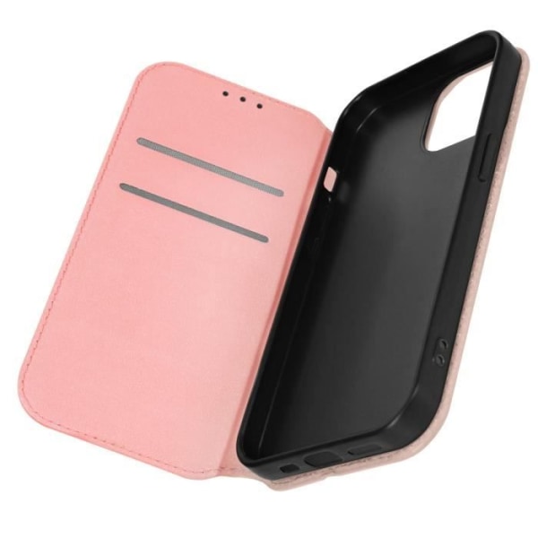 Fodral för iPhone 15 Pro-korthållare Videostöd Magnetic Flip Pink