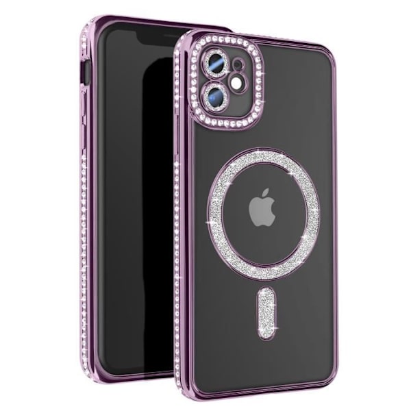 AVIZAR Skyddsfodral för iPhone 11 - Lila Rhinestone Contour - MagSafe-kompatibel Lila