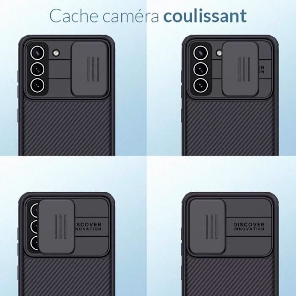 Bakcover - NILLKIN - Galaxy S21 FE - Ekologisk polykarbonat - Skjutlock - Svart Svart