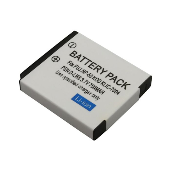 Li-ion akku 3.7V 750mAh 2.8Wh Pentax D-Li 68 -kameralle Valkoinen