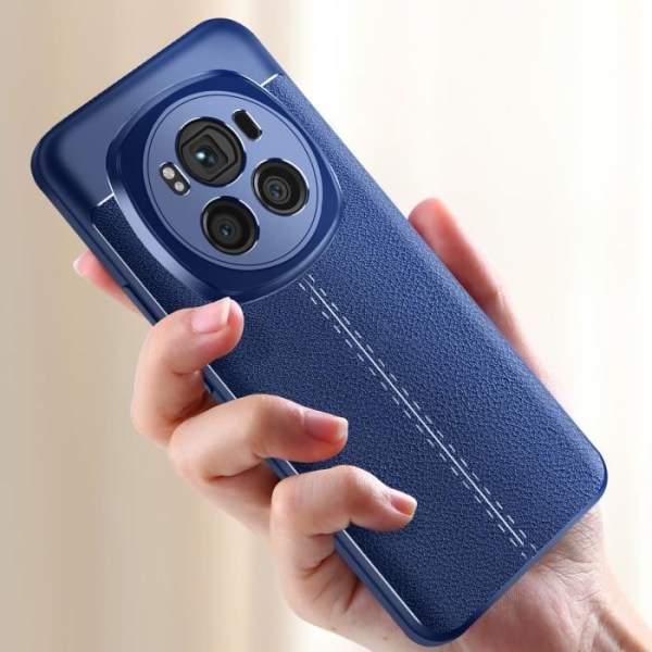 Kotelo Honor Magic 6 Pro 5G Silikonigeeli Nahkatekstuuri Sininen Sininen