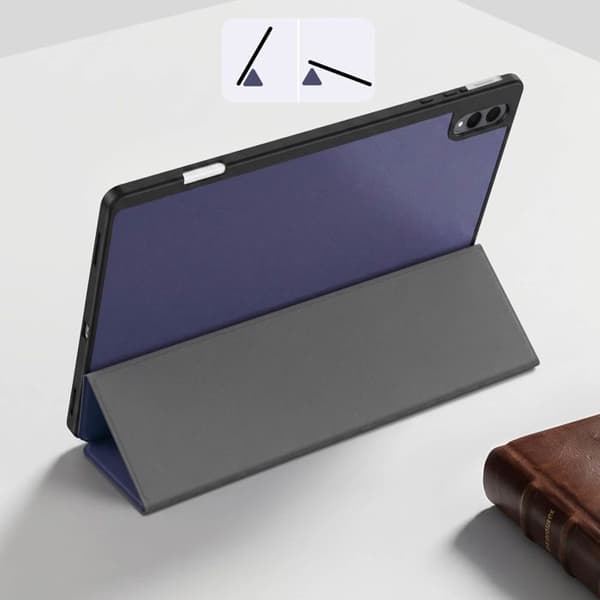 Etui til Samsung Galaxy Tab S12 Plus med Støttefunktion og Stylus Holder Mørkeblå Blå