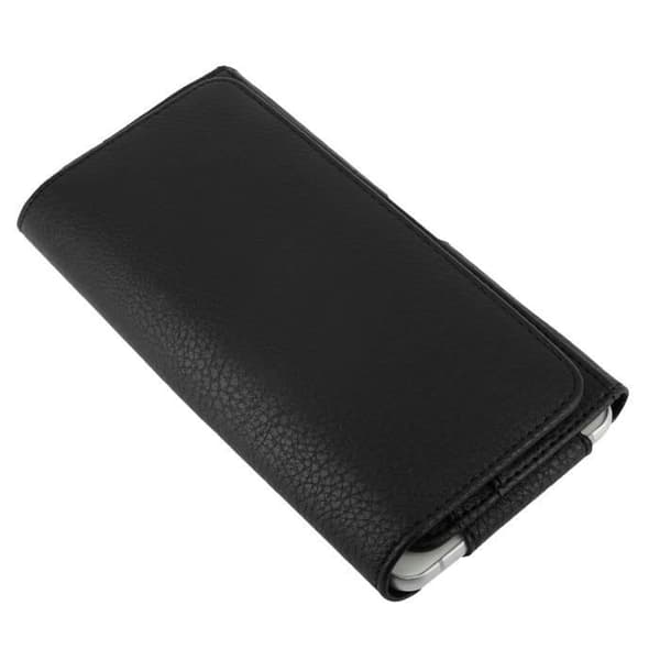 Housse til bælte - AVIZAR - Smartphone op til 5,5 tommer - Sort - Magnetisk lukning - Indvendig Soft-Touch Svart