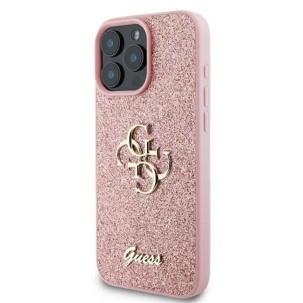 Mjukt fodral - GUESS - iPhone 16 Pro - Eco-läder - 4G Logotyp - Rosa Rosa