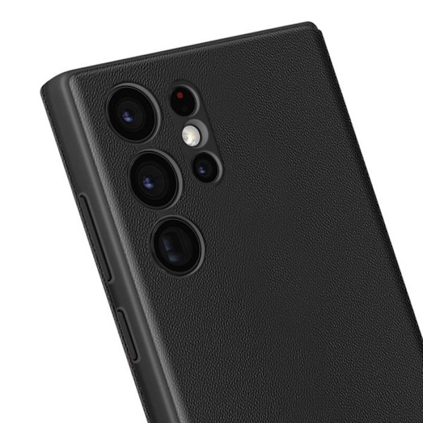 Nahkakotelo Galaxy S22 Ultra Näyttöikkuna Korttipidike Musta Svart