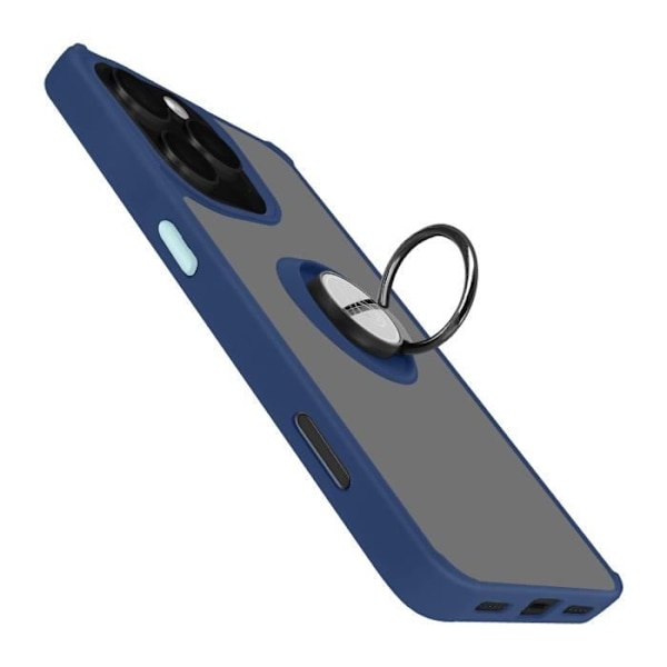 Coque för iPhone 16 Pro - Metallring - Stötresistent - Videostöd - Nattblå Blå
