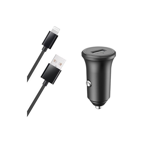 Lader Bil - Bigben - 12W - 2.4A - USB A/Lightning Kabel - Genanvendt plastik Sort