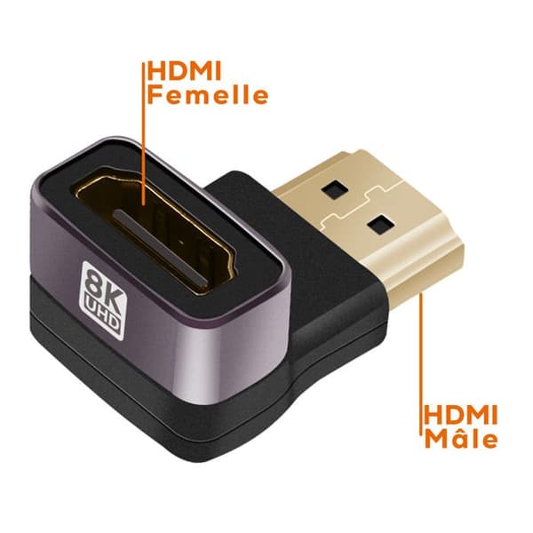 HDMI-videoadapteri - LINQ - 8K UHD - Naaras-mies - Pystysuora 90° kulma - Plug and Play