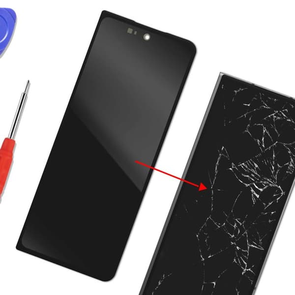 Ekstern AMOLED Touchskærm til Galaxy Z Fold 5 Service Pack Samsung Sort Svart