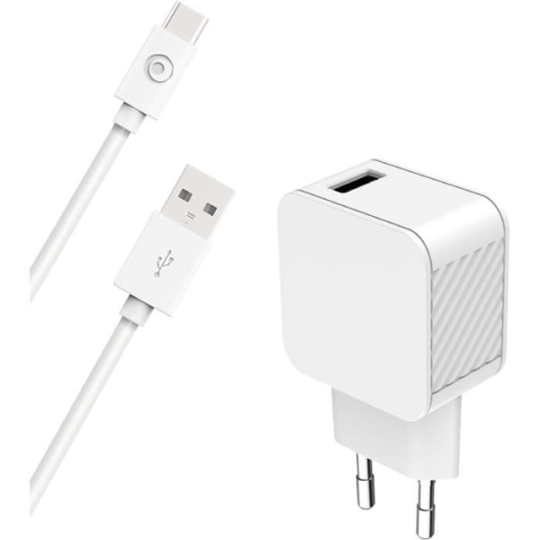 3A IC Smart Home Oplader + Hvid USB A/USB C-kabel - 100 % genanvendt plastik Bigben