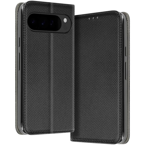 Etui til Google Pixel 9 Pro XL - AVIZAR - Flip Card Holder og Video Support - Sort Svart