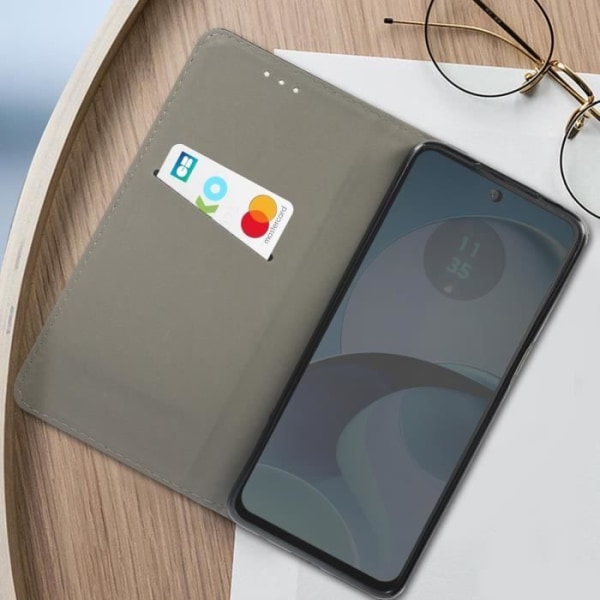 Taske til Motorola Moto G14 - AVIZAR - Kortholder Stand Funktion - Sort Svart