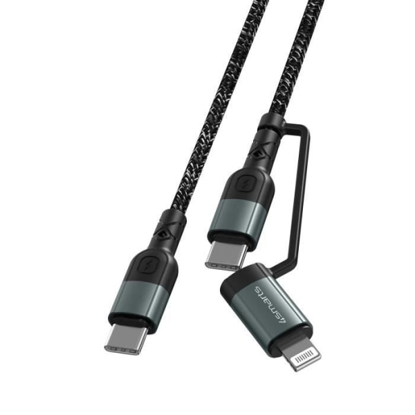 Kabel 2 i 1 Lightning + USB-C Charge Transfer 1,5 m 4Smarts ComboCord CL Svart