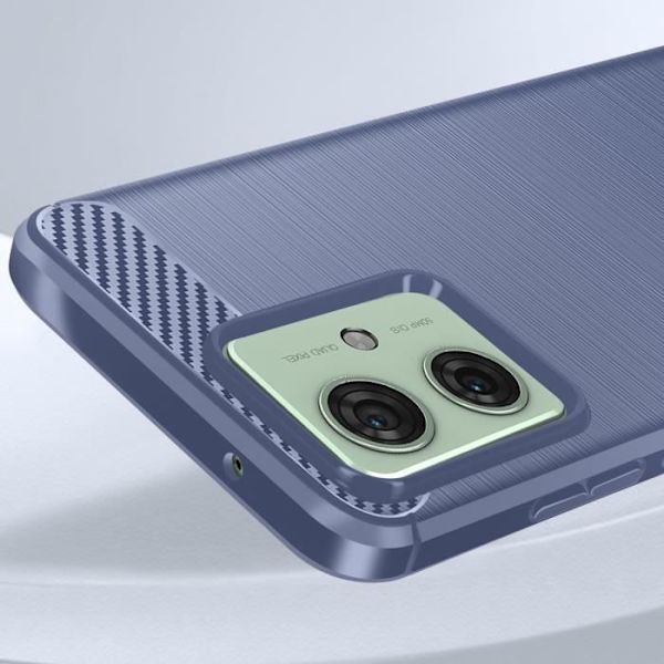 Fodral till Motorola Moto G54 - AVIZAR - Classic Carb - Koleffekt - Stötsäker förstärkta hörn - Midnattsblå Blå