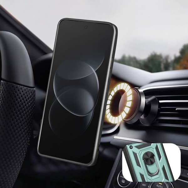 Cover til Redmi Note 17 Pro med ringestøtte og skydelåg til kamera i grøn Grön