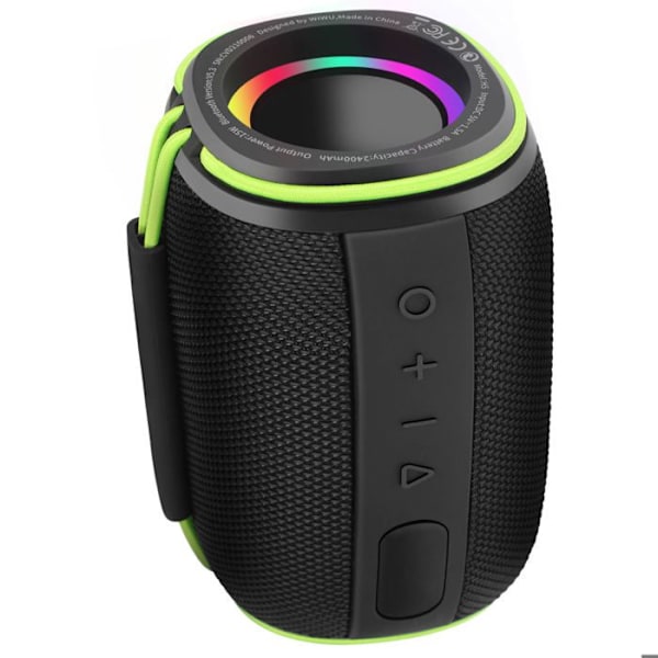 Bluetooth højttaler 8 timers batterilevetid LED lys Vandtæt IPX5 Håndtag wiwu Sort Svart
