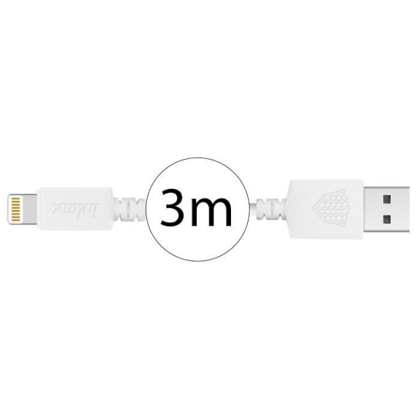 C Lightning-kabel - Inkax - 3m - Snabbladdning 2.1A - Synchronisering - USB Vit
