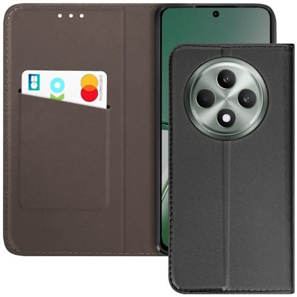 Smartphoneetui - AVIZAR - Oppo Reno 12F - Sort - Kortholder - Videostativ Svart