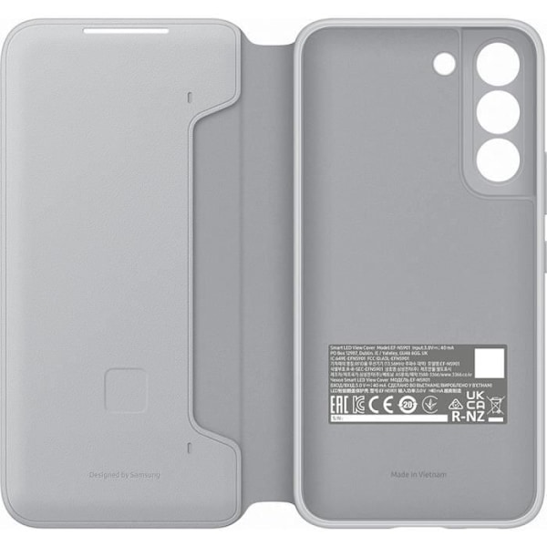 Coque - Samsung - Galaxy S22 - Smart LED View - Lys grå - Stiv - Klap Lysegrå
