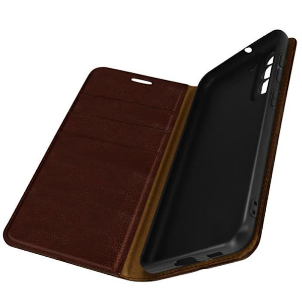 Galaxy S21 FE Folio Case aitoa nahkaa oleva korttitelineen videotuki - ruskea kastanj