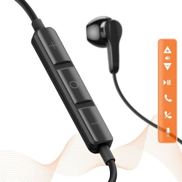 Magnetiske USB C-øretelefoner med mikrofon og LinQ-kontrolknapper Sort Svart