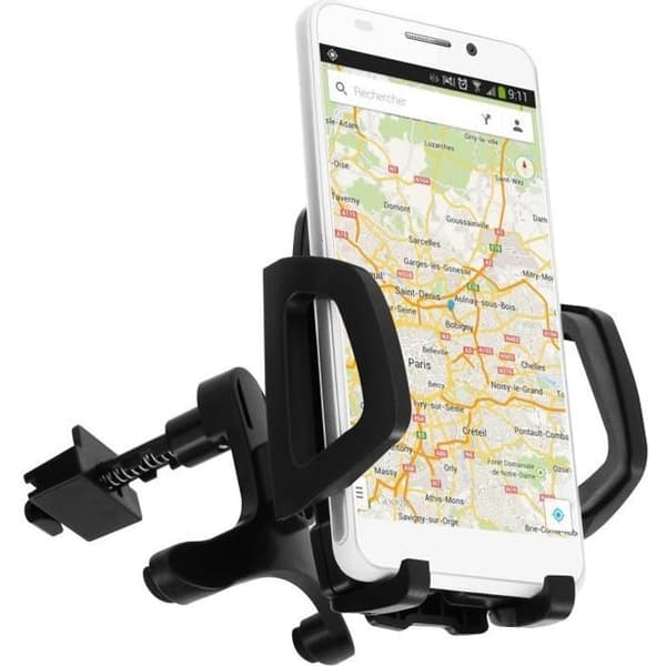 Støtte til bil - Smartphone - 360° roterende - Klæbende fastgørelse - 90° vinkel - Sort