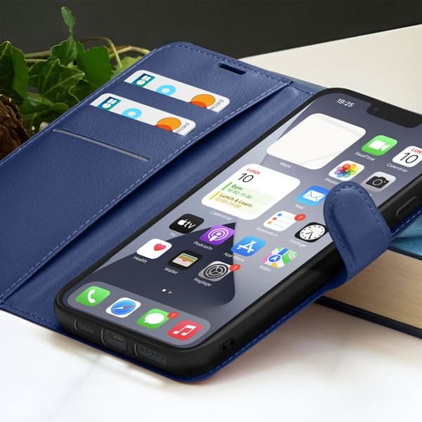 Étui Portefeuille til iPhone 13 Pro Max med understøttelse og magnetisk flap Zanaé Mørkeblå Blå