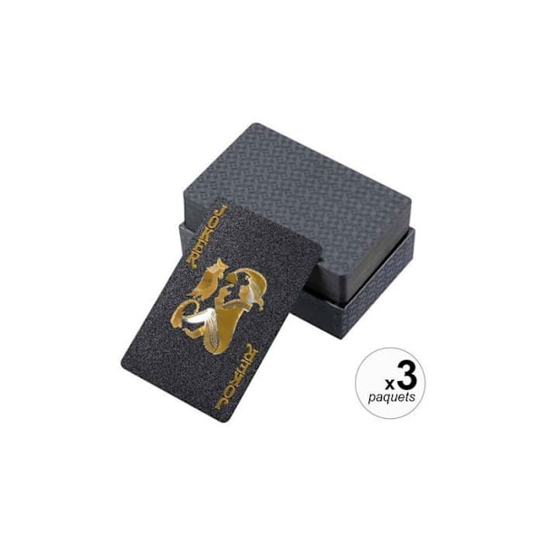 Lot med 3 spel med 54 "vattentäta" kort 8 cm svart