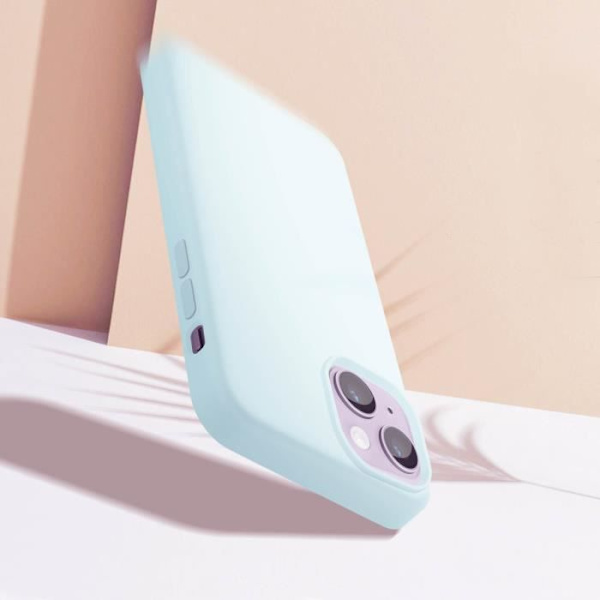iPhone 14 Fodral Halvstyvt Tunt Ljus Interiör Mjuk Moxie isblå