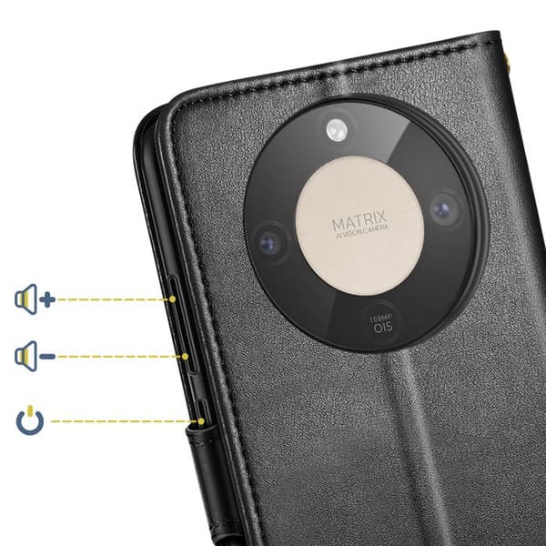 Folio Plånboksfodral för Honor Magic 8 Lite med Rem och Kortfack Svart Svart