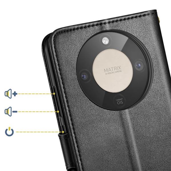 Folio Wallet Case til Honor Magic 8 Lite med Håndledsrem og Kortholder Sort Svart