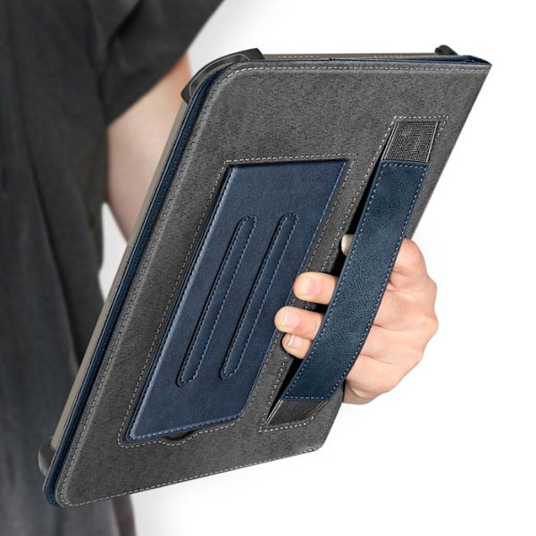 Retro etui til 10 tommers tablet, justerbart stativ og kortholder i natteblå