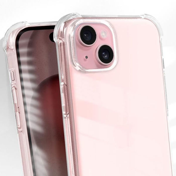 Fodral till Apple iPhone 15 Plus - AVIZAR - Classic Bump - Stötsäker Mjuk - Genomskinlig Vit