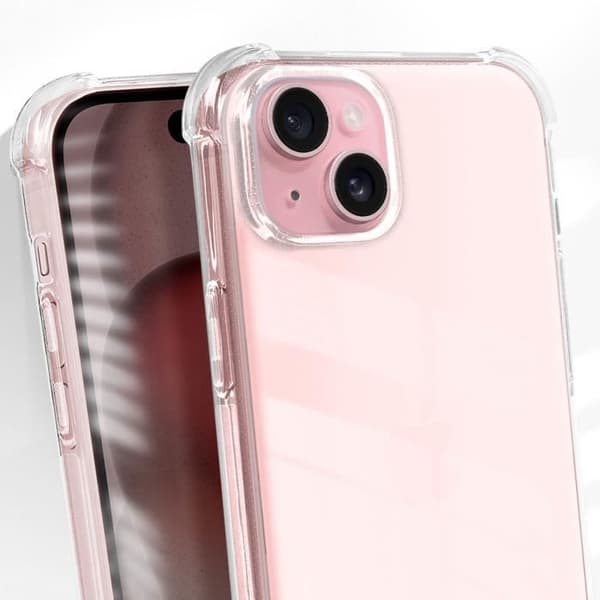 Taske til Apple iPhone 15 Plus - AVIZAR - Classic Bump - Stødsikker Blød - Gennemsigtig Vit