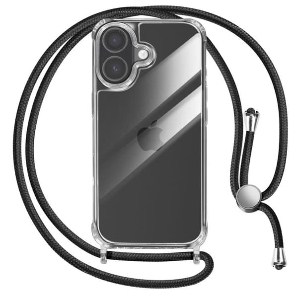 Cover til iPhone 17 - AVIZAR - Silikone Soft Touch - Transparent - Justerbart Snor - Antiskrid Vit
