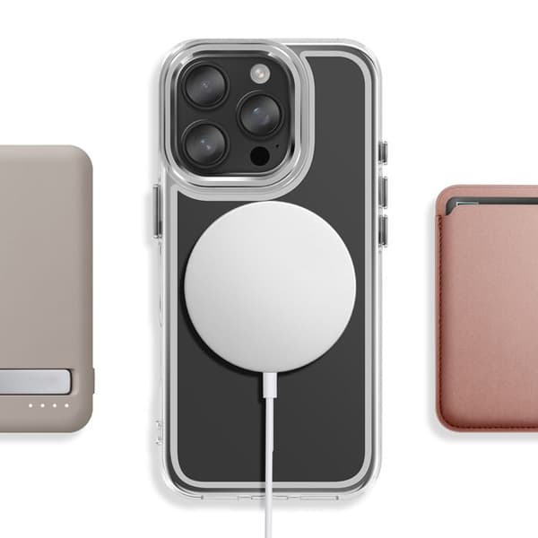 MagSafe-cover til iPhone 16 Pro Max med forstærkede stødabsorberende kanter, bi-materiale, blød, sort Svart