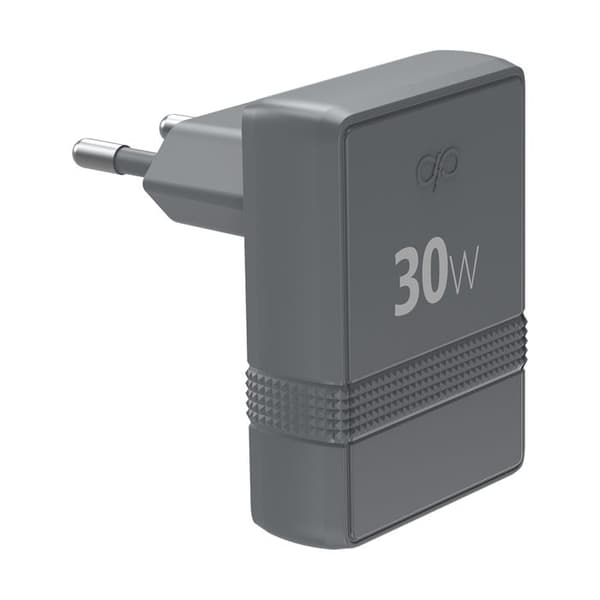 30W Vægoplader med Dobbelt USB-A / USB-C Power Delivery L Form Kompakt Kraft Grå Grå