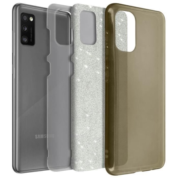 Skyddsskal - AVIZAR - Samsung Galaxy A41 - Halvstyv silikon - Guldglitter - Chic och feminin Gult guld