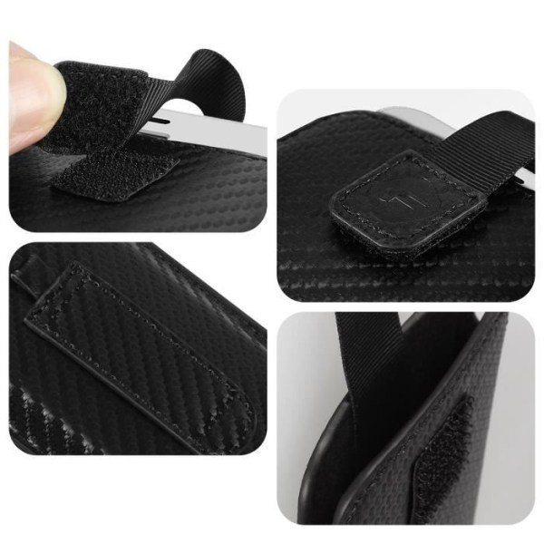 Smartphone Bæltetaske Carbon Effect Pull-Up Tab Størrelse XS Forcell Sort Kol