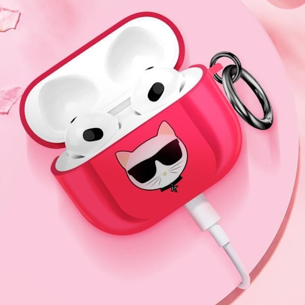 Coque til AirPods Pro Choupette Stødresistent med Karl Lagerfeld Ring Fuchsia Rosa