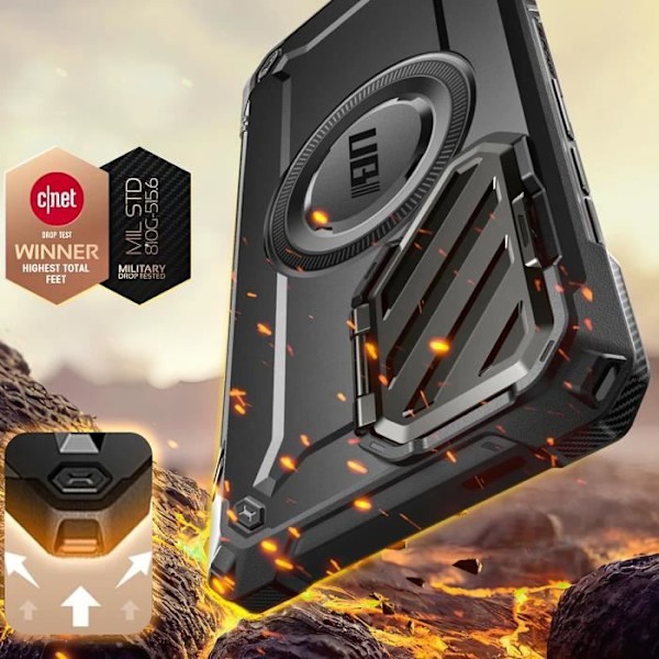 Coque MagSafe för Samsung S25 Ultra Stötteknik Kameraskydd Stöd Supcase Svart Svart