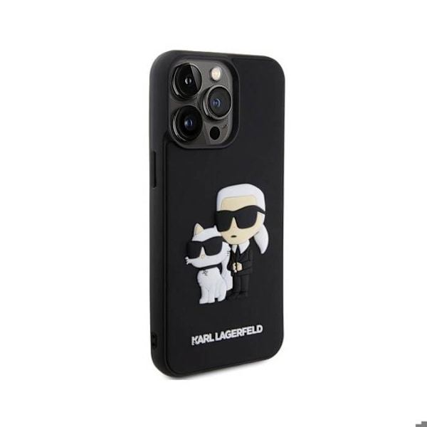 Coque til iPhone 14 Pro Max 3D Karl og Choupette Forstærket Karl Lagerfeld Sort Svart