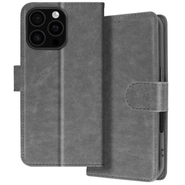 iPhone 16 Pro-fodral - AVIZAR - Plånboksfack - Videostöd - Grå - Semi-stel Grå
